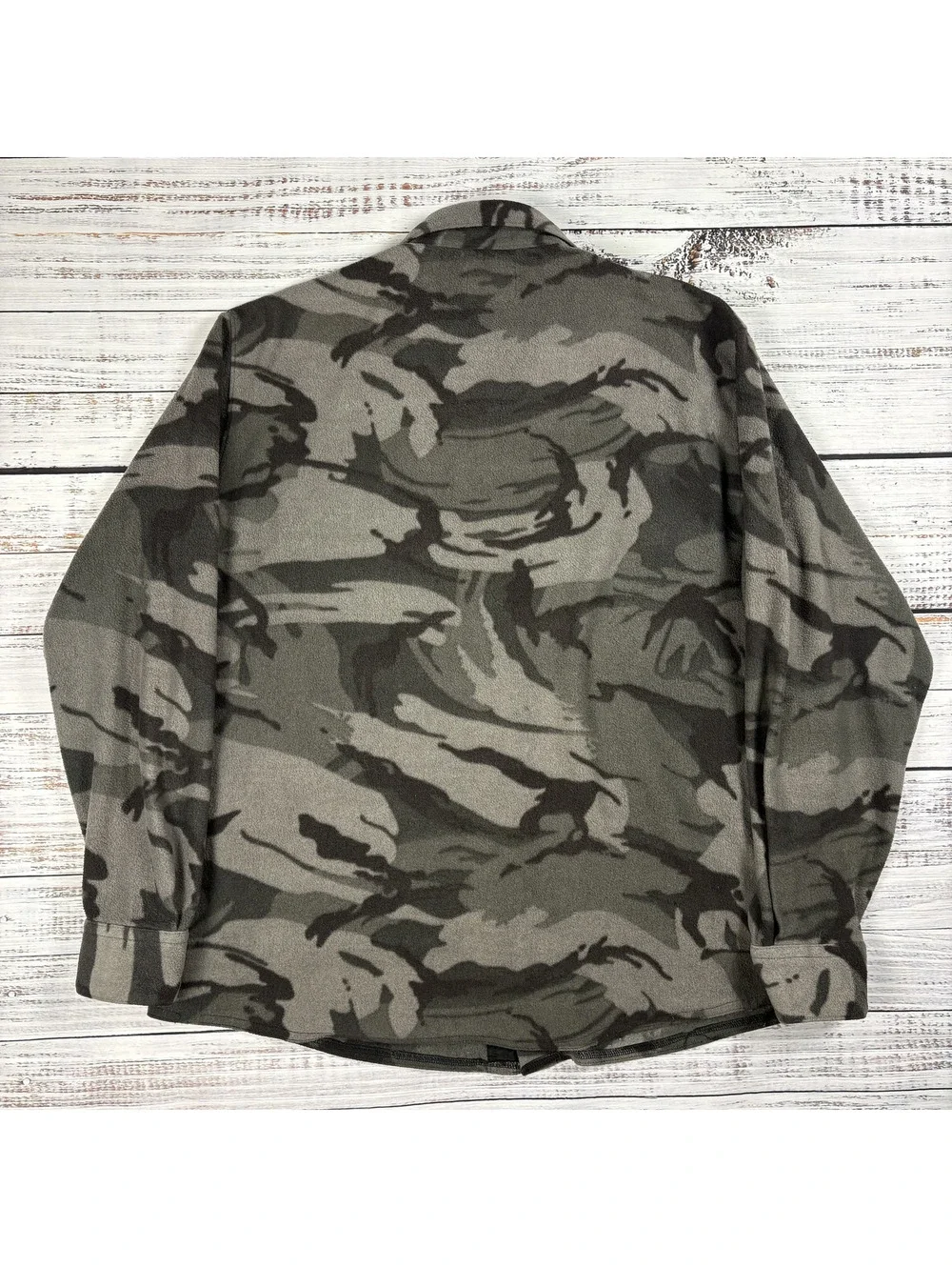 Wrangler Fleece Shirt Jacket Camo Polyester Gray Green Size Large
